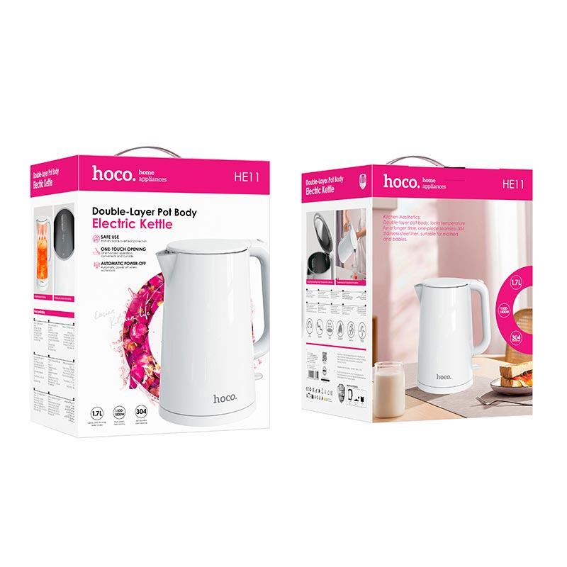 Электрочайник Hoco HE11 electric kettle 1500-1800 Вт 1,7 л Белый (613301) - фото 4 Электрочайник Hoco HE11 electric kettle 1500-1800 Вт 1,7 л Белый (613301) - фото 4