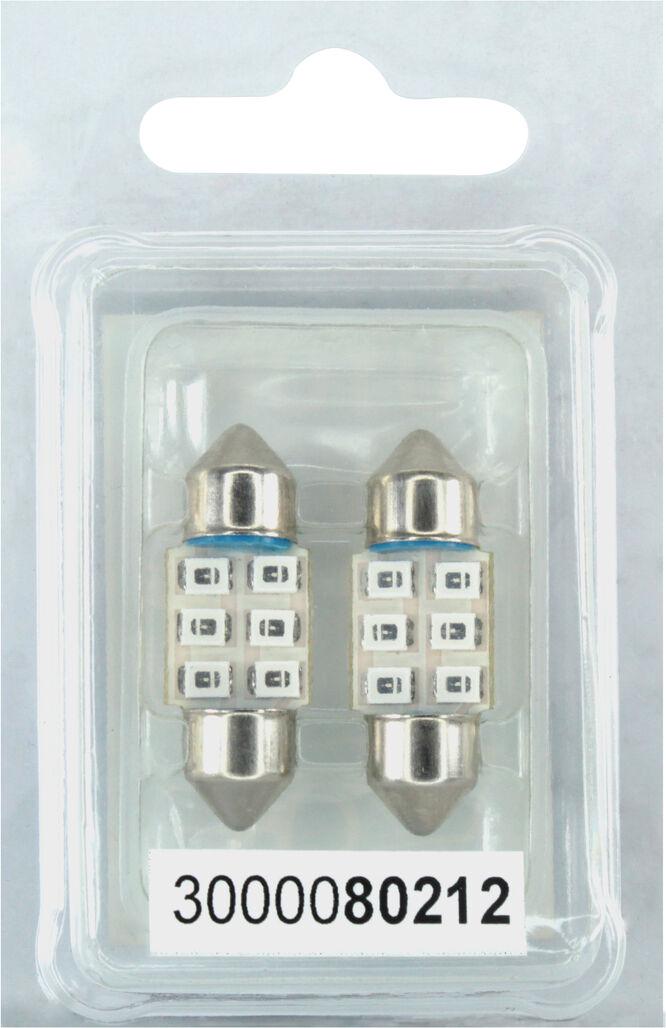 Лампочка FUTURA 2-х цокольная LED T11 C8W SMD 6 диодов 12 V-0,7 Вт SV8.5-8 28 мм 2 шт. (синий)