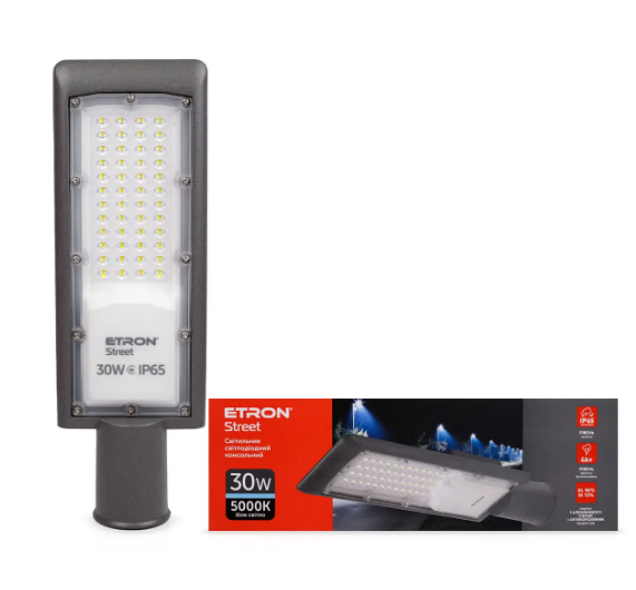 Фонарь уличный консольный ETRON 30W IP65 5000K 1-ESP-320 (25371040) - фото 3 Фонарь уличный консольный ETRON 30W IP65 5000K 1-ESP-320 (25371040) - фото 3