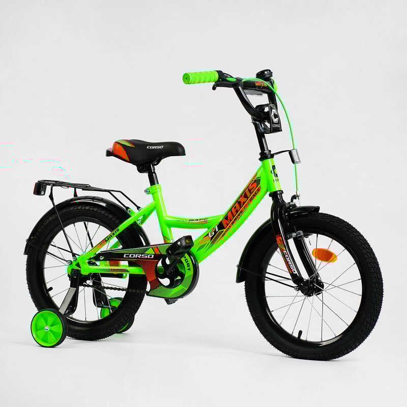 Дитячий велосипед двоколісний Corso 16" ручне гальмо Зелений (128085)