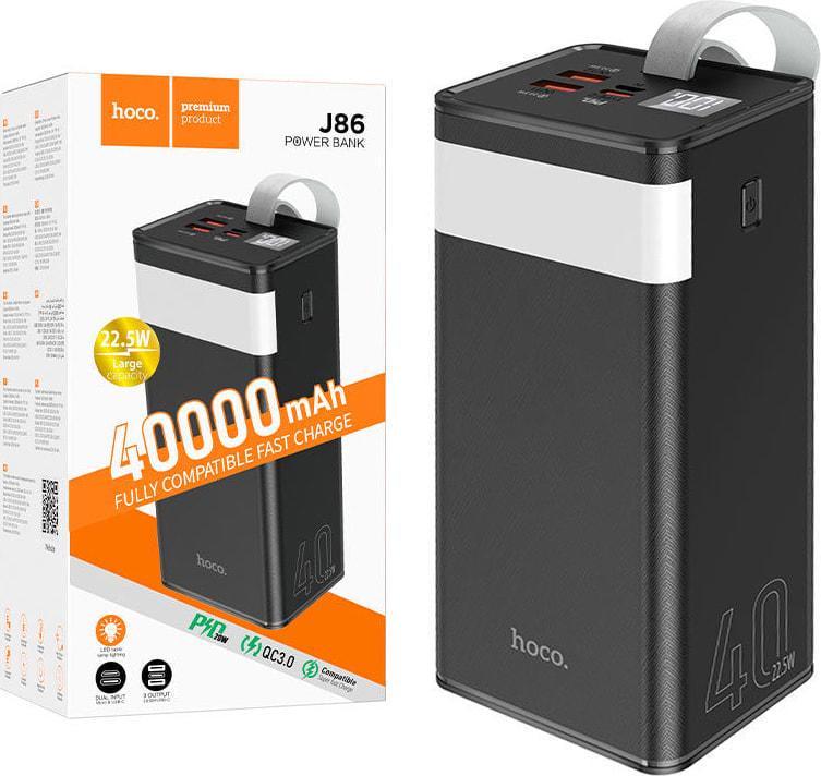 Внешний аккумулятор Hoco J86 QC22,5W/PD20W/LED Lamp 40000mAh Black (38272) Внешний аккумулятор Hoco J86 QC22,5W/PD20W/LED Lamp 40000mAh Black (38272)