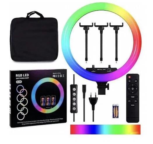 Кольцевая лампа цветная светодиодная RGB 38 см LED MJ38 с пультом для селфи/блогеров/фото - фото 2 Кольцевая лампа цветная светодиодная RGB 38 см LED MJ38 с пультом для селфи/блогеров/фото - фото 2