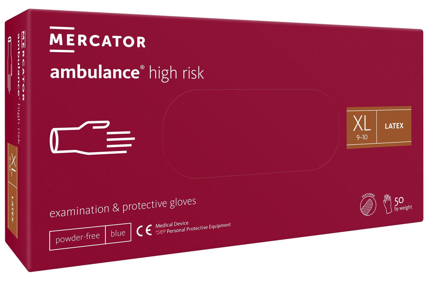 Рукавички латексні Mercator Medical ambulance high risk XL 50 шт.