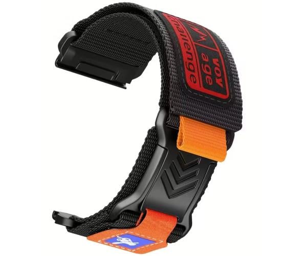 Ремешок Nylon Voyage Challenge для смарт-часов Garmin Instinct 3 45/22 мм Черный с оранжевым (49726)