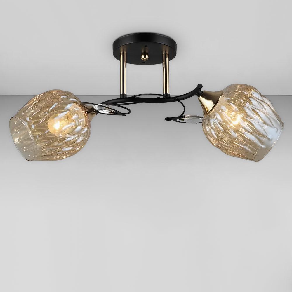 Люстра потолочная Light House SR-19372/2 BK/FGD E27 460х220х230 мм Черный/Золотой/Медовый