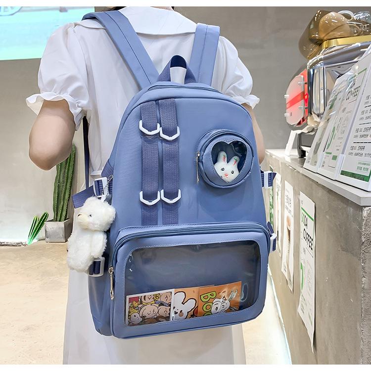 Шкільний рюкзак для дівчинки Ведмедик з значком-зайчик 4в1 5-11 клас Синій (27667927) - фото 5 Шкільний рюкзак для дівчинки Ведмедик з значком-зайчик 4в1 5-11 клас Синій (27667927) - фото 5