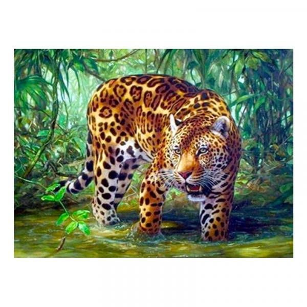 Алмазна мозаїка TK Group Леопард в лісі 40х30 см з рамкою в коробці (GB74842-mt)
