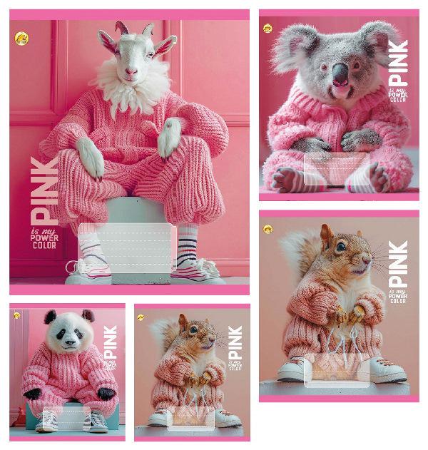 Зошити учнівські Тетрада Pink Power в клітинку тверда палітурка 18 арк. 20 шт. (MTT-199182)