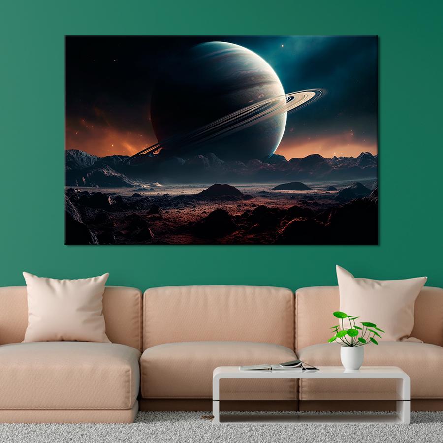 Картина космос Большая планета с кольцами 51x34 см (A1317-1)