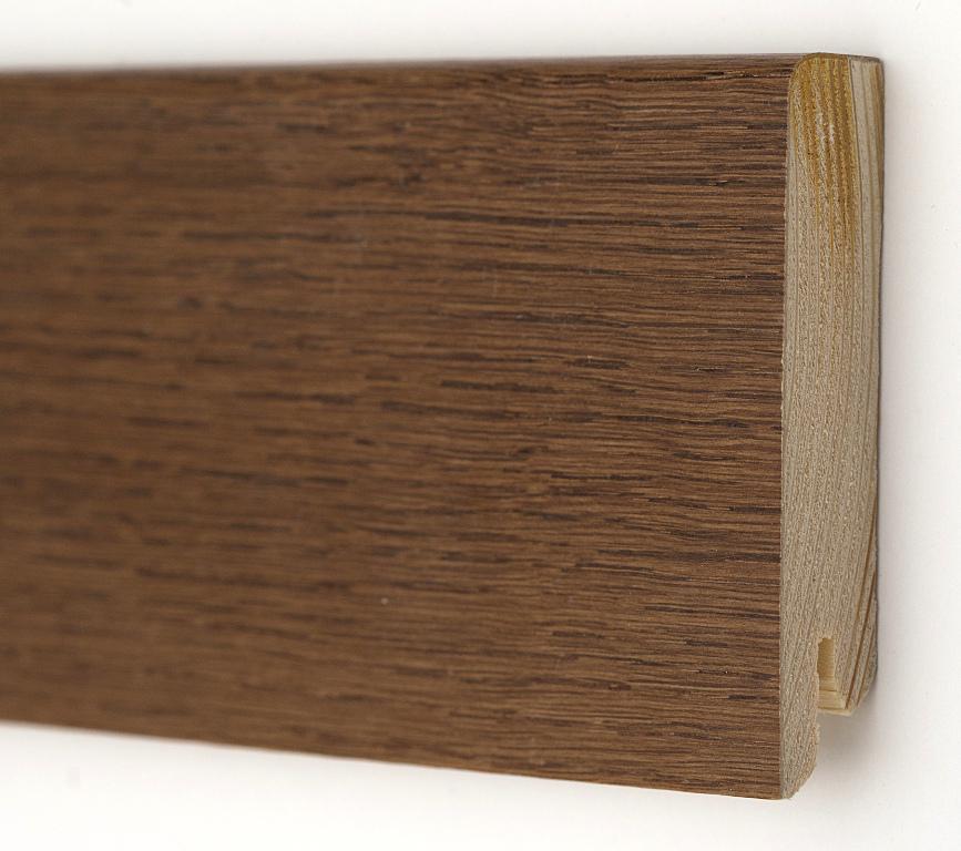 Плинтус деревянный шпонированный Модерн 80х18х2400 Дуб браун (pl-19737)