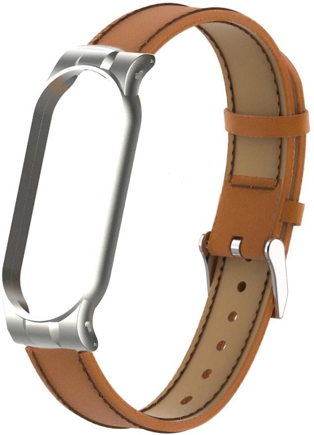 Браслет шкіряний Uniset для Mi Band 6 Light Brown (34135-45)