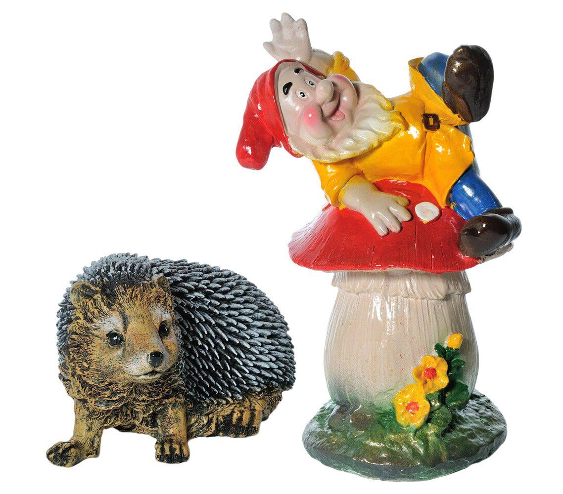 Садова фігура Їжачок Тоха та гном на мухоморі (5.223-436.de)