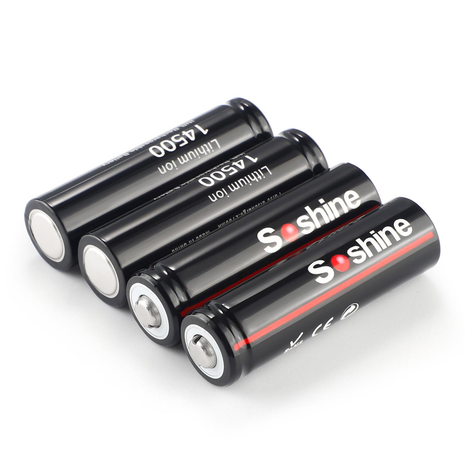Акумулятор Soshine 14500/AA Li-Ion 14500-3,7-900 900 mAh 1,8A 4,2/3,7/2,8V Black (25993669) - фото 5 Акумулятор Soshine 14500/AA Li-Ion 14500-3,7-900 900 mAh 1,8A 4,2/3,7/2,8V Black (25993669) - фото 5