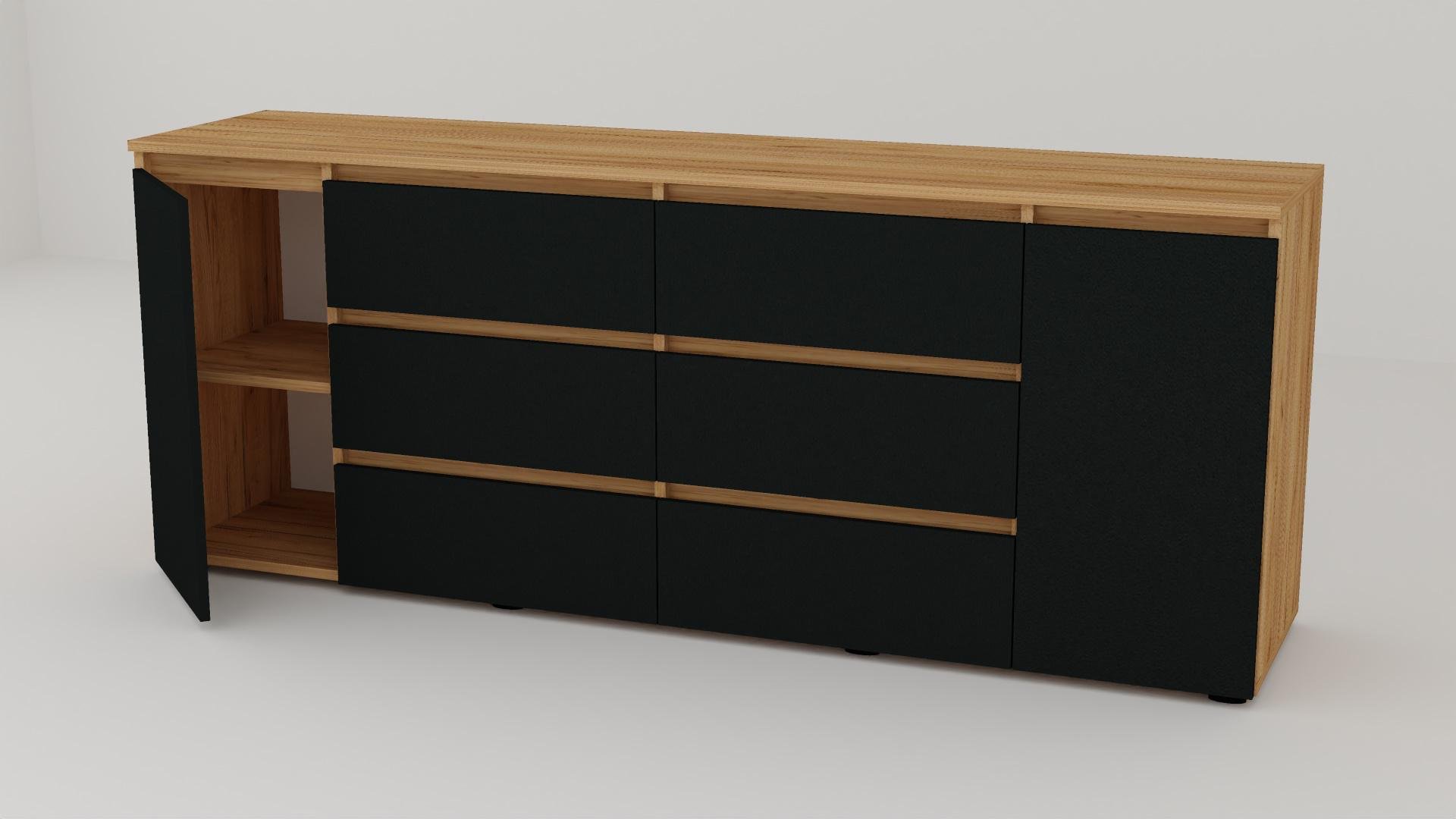 Комод Алекса СН-1331/45 190х45х75 см Антрацитовый/Дуб крафт золотой