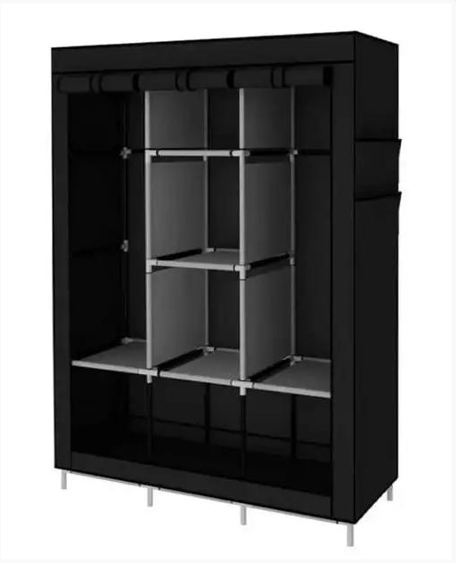 Шкаф складной Storage Wardrobe 88130 три секции тканевый Черный (31182926)