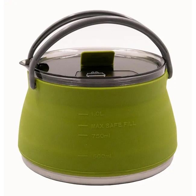 Чайник складной Tramp 1 л силиконовый со стальным дном Olive (iz13740)