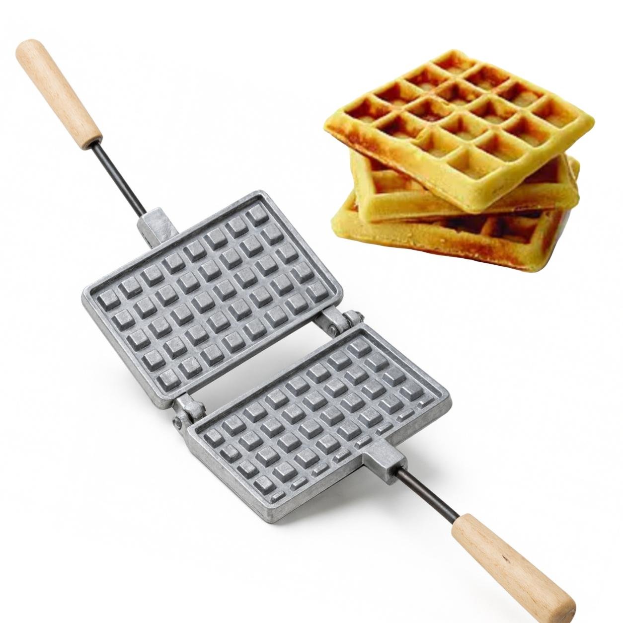 Форма для випічки бельгійських вафель з дерев'яними ручками 15,5x10,5 см (30465631) - фото 2 Форма для випічки бельгійських вафель з дерев'яними ручками 15,5x10,5 см (30465631) - фото 2
