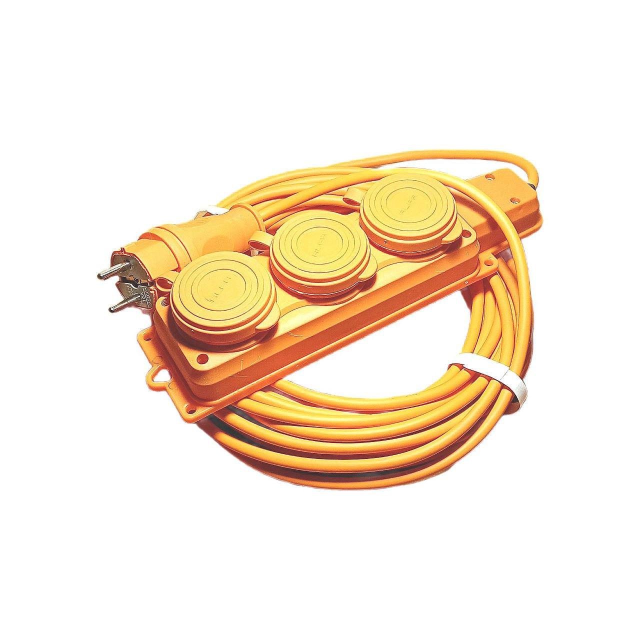 Удлинитель Sokol 3 розетки без заземления ПВС 2х1,5 мм2 30 м Оранжевый (7.5.1.166892) - фото 2