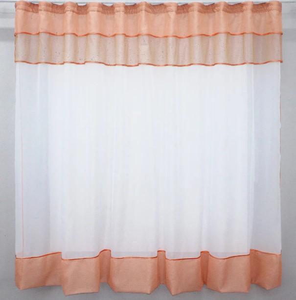 Гардина на кухню/балкон шифон/батист 270х170 см Персиковий/Білий (110к) - фото 1 Гардина на кухню/балкон шифон/батист 270х170 см Персиковий/Білий (110к) - фото 1