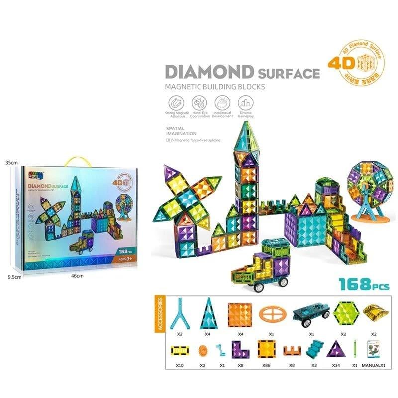 Конструктор магнітний Diamond 168 деталей/пластикові аксесуари Multicolor (160569) - фото 2