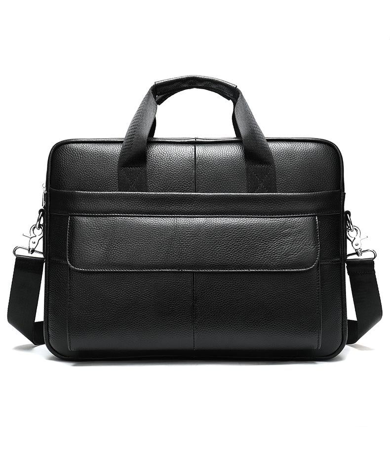 Сумка мужская для документов и ноутбука Qvant из натуральной кожи Черный (9036)