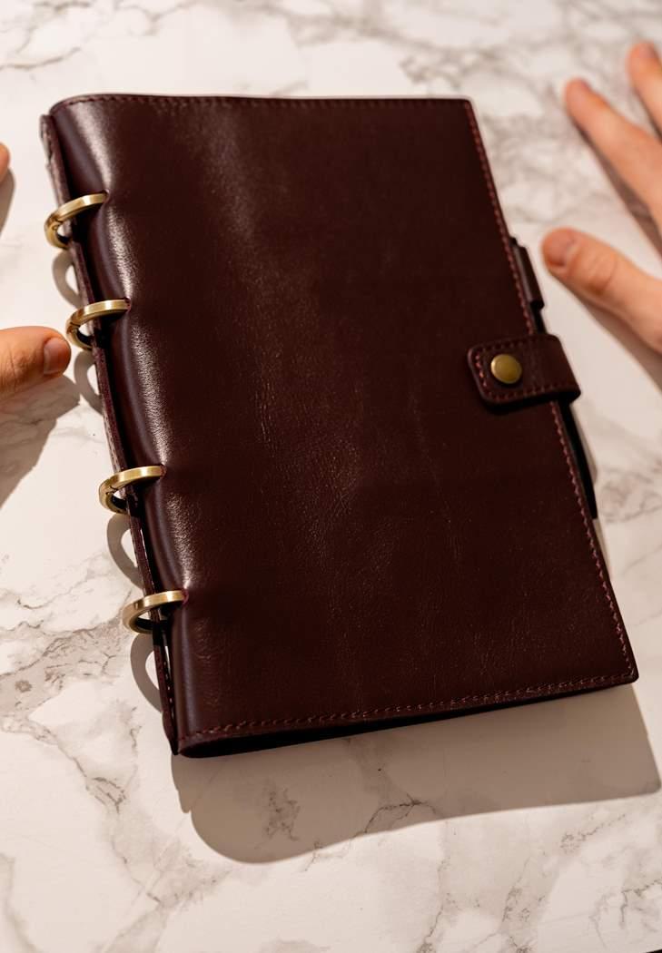 Блокнот шкіряний Софт-бук 9.1 з датованим блоком Бордовий (A-027493) - фото 10