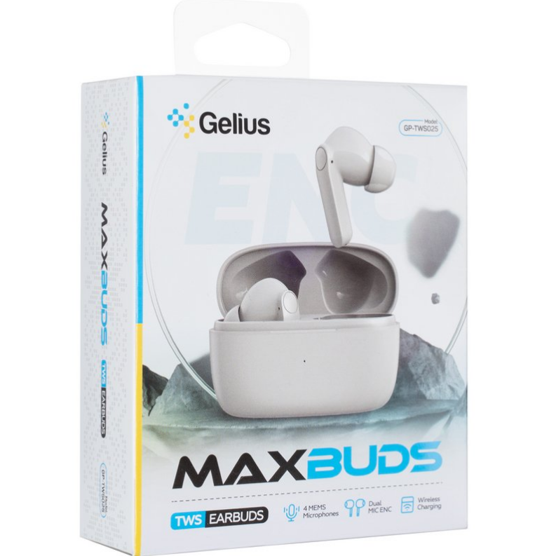 Наушники беспроводные TWS Gelius MaxBuds GP-TWS025 White - фото 7