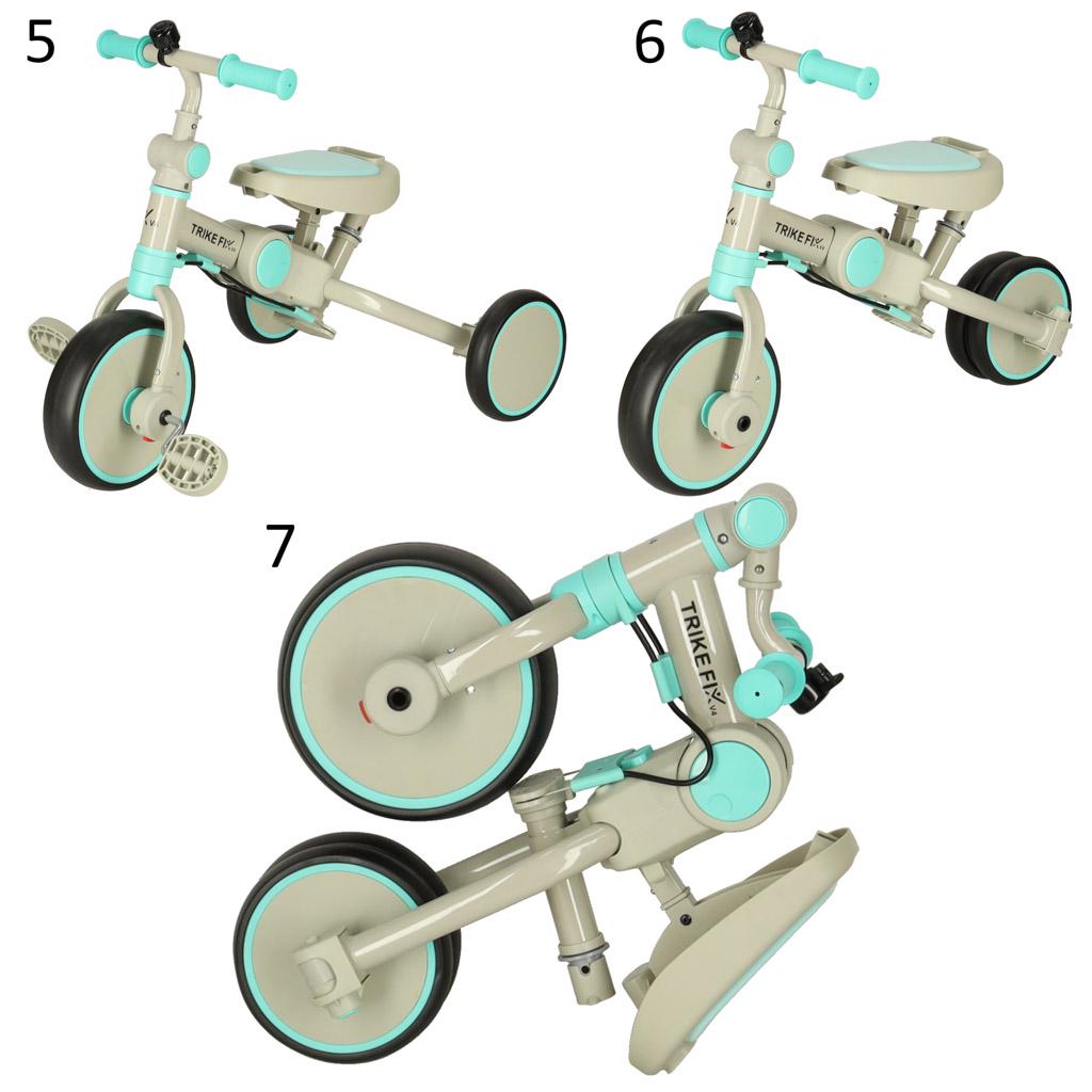 Велосипед коляска Ikonka Trike Fix V4 4в1 с родительской ручкой трехколесный Мятный - фото 3