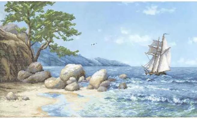 Схема для вышивки бисером Золотая Подкова Морской пейзаж ЗПП-030 (2940)