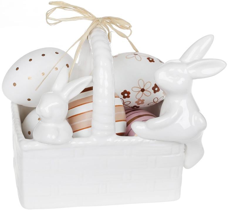 Цукерниця декоративна Кошик з кроликами 15,8х10,8х12,5 см Білий (BD-733-322) - фото 3 Цукерниця декоративна Кошик з кроликами 15,8х10,8х12,5 см Білий (BD-733-322) - фото 3