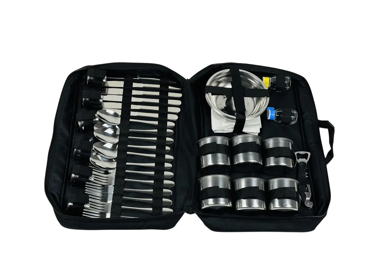 Набор посуды для пикника GrillMaster PS-1001 №4 на 6 персон нержавеющая сталь 40 пр. Черный (10-164-PS-1001) Набор посуды для пикника GrillMaster PS-1001 №4 на 6 персон нержавеющая сталь 40 пр. Черный (10-164-PS-1001)