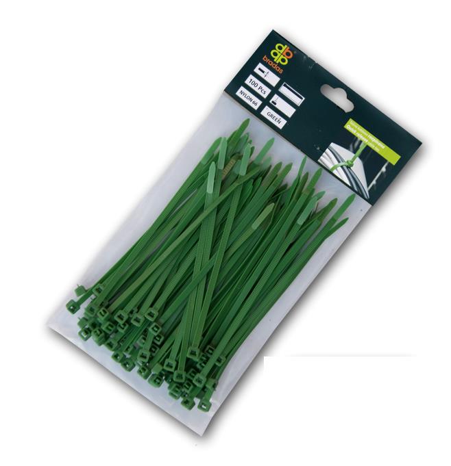 Стяжки кабельные пластиковые разъемные 4,8x160 мм Green (TS1248160G)