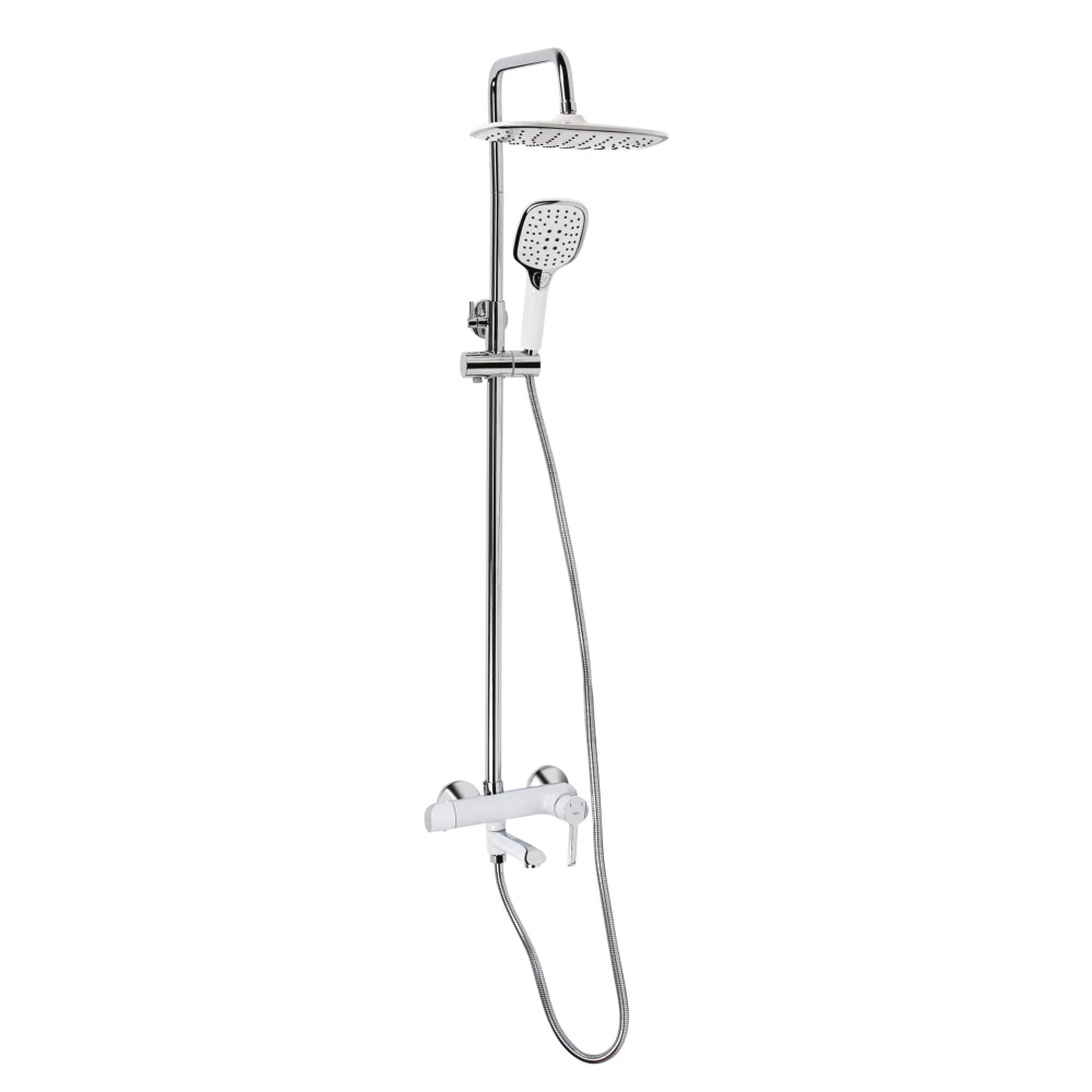 Душевая система универсальная Qtap Grand QTGRAWCR1004 на 3 потребителя с изливом Chrome/White (2552208013)