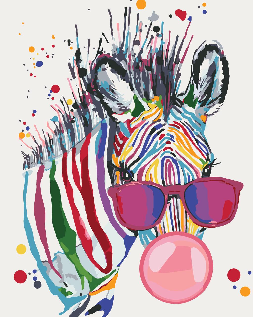 Картина по номерам Идейка Яркая зебра 40x50 см (skl-КНО4071)