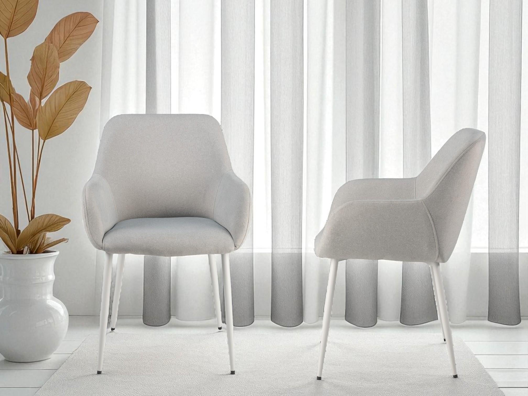 Комплект обеденных стульев Терра М-220 2 шт. с подлокотниками мохер 830x550x580 мм Устричный/Белый