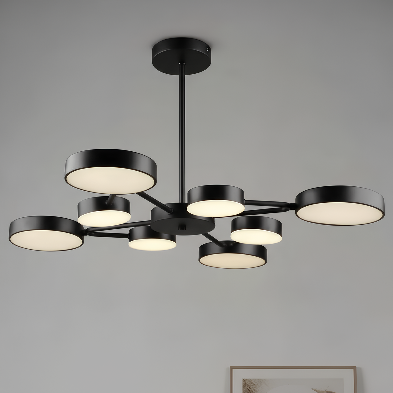 Люстра світлодіодна Valeso 84W з металевим каркасом 3000K/6500K Чорний (B YH1354/4+4 BK)