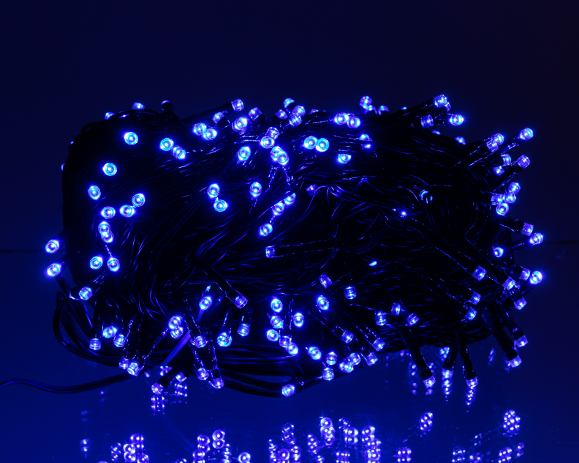 Гирлянда нить уличная 300 LED 30 м на солнечной батарее черная нить с пультом ДУ Синий - фото 3 Гирлянда нить уличная 300 LED 30 м на солнечной батарее черная нить с пультом ДУ Синий - фото 3