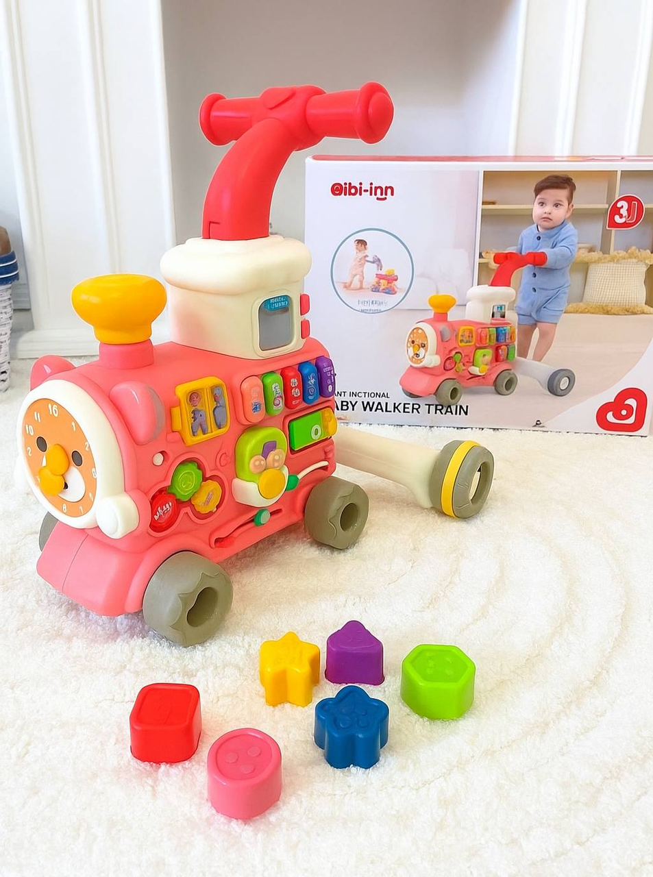 Детская каталка-ходунки 6062-6063 Паровозик с парогенератором Розовый (2765579225)