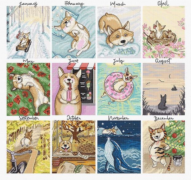 Набір для вишивання хрестиком L8086 Doggy Calendar