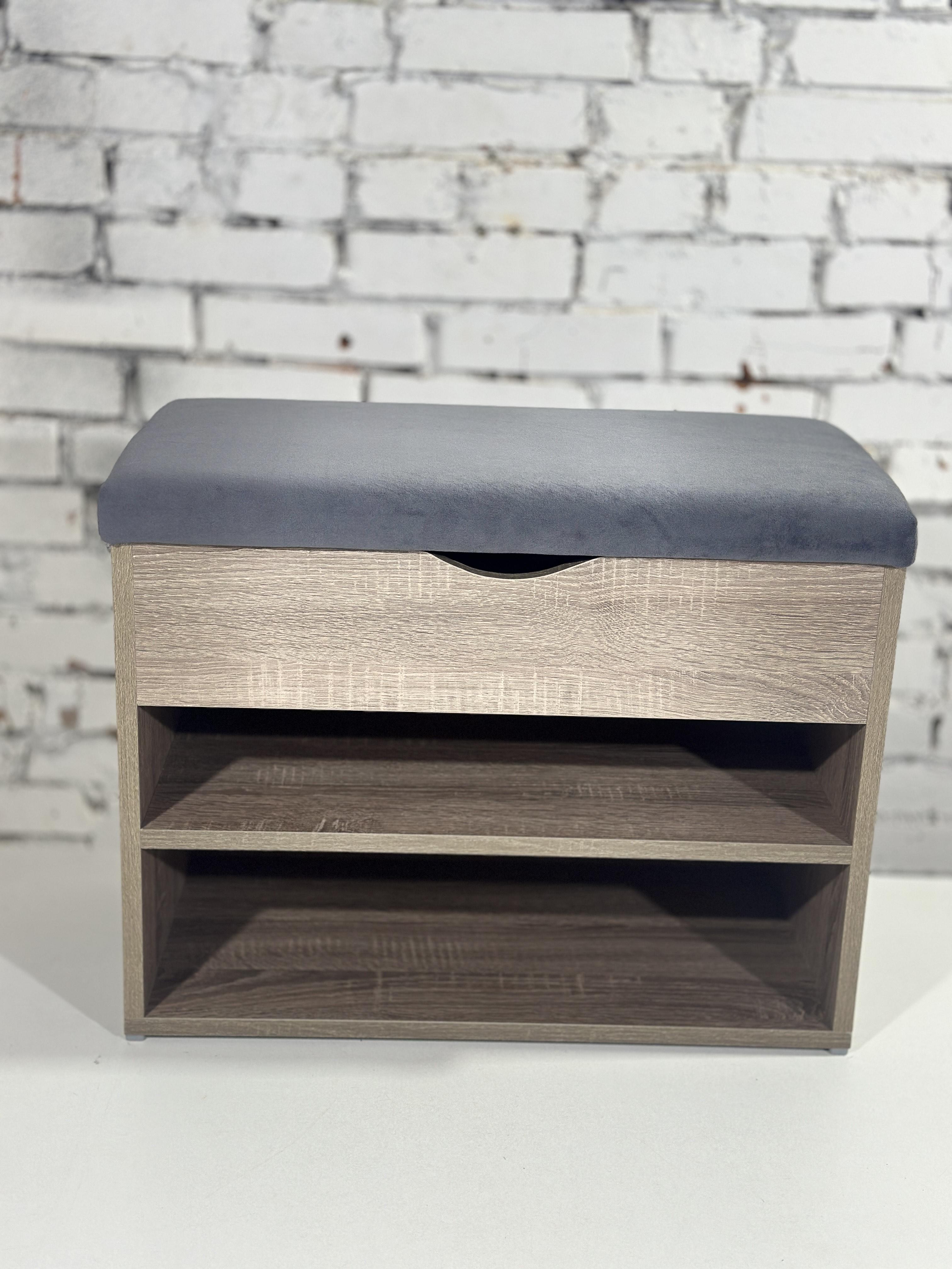 Тумба для обуви ДСП/ткань 30х60х45 см Сонома трюфель/Графитовый - фото 2 Тумба для обуви ДСП/ткань 30х60х45 см Сонома трюфель/Графитовый - фото 2