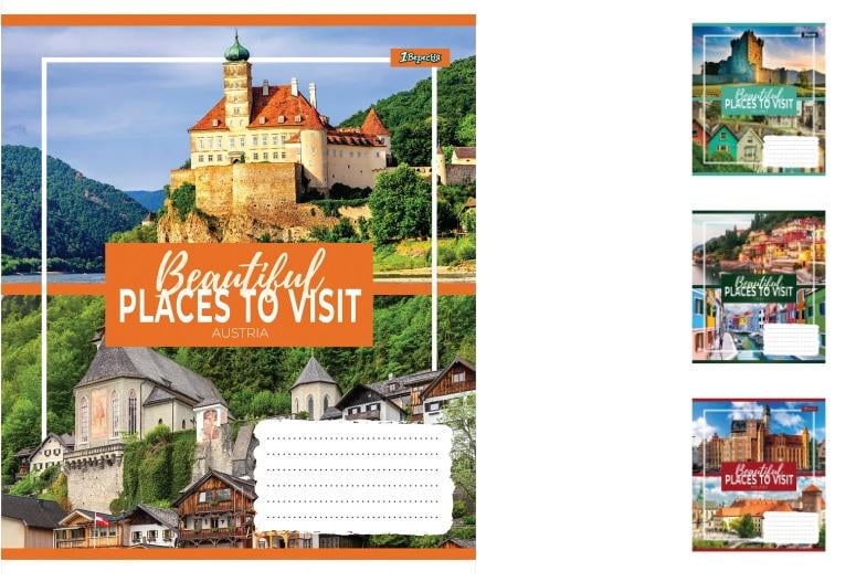 Зошити учнівські у клітинку 1 вересня Small towns 60 арк. 10 шт. в уп. (MTT-148862)