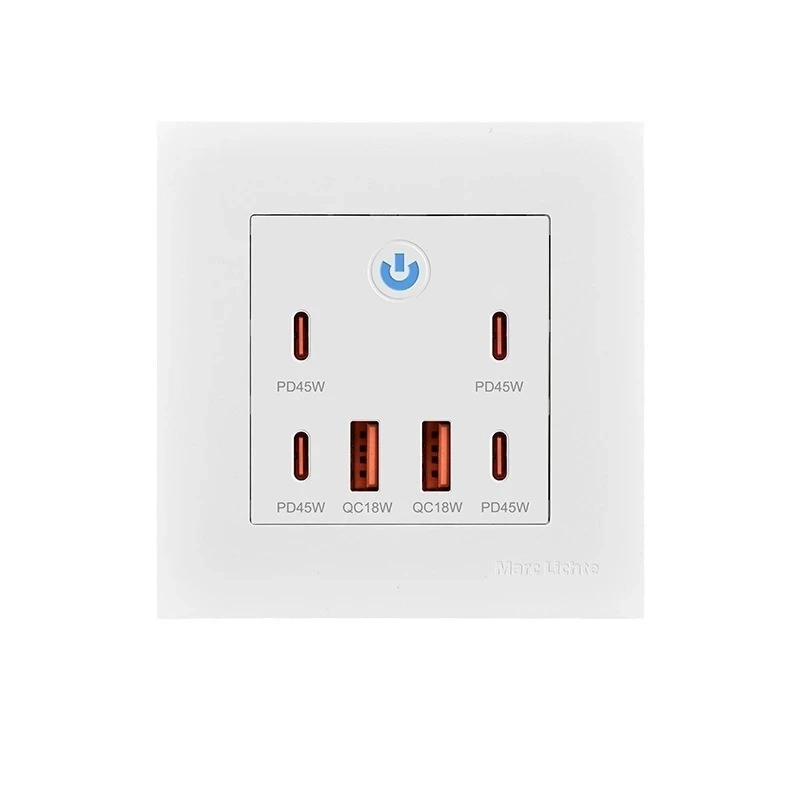 Розетка зі швидким заряджанням Type-C PD 45 W/USB/QC18 W Білий