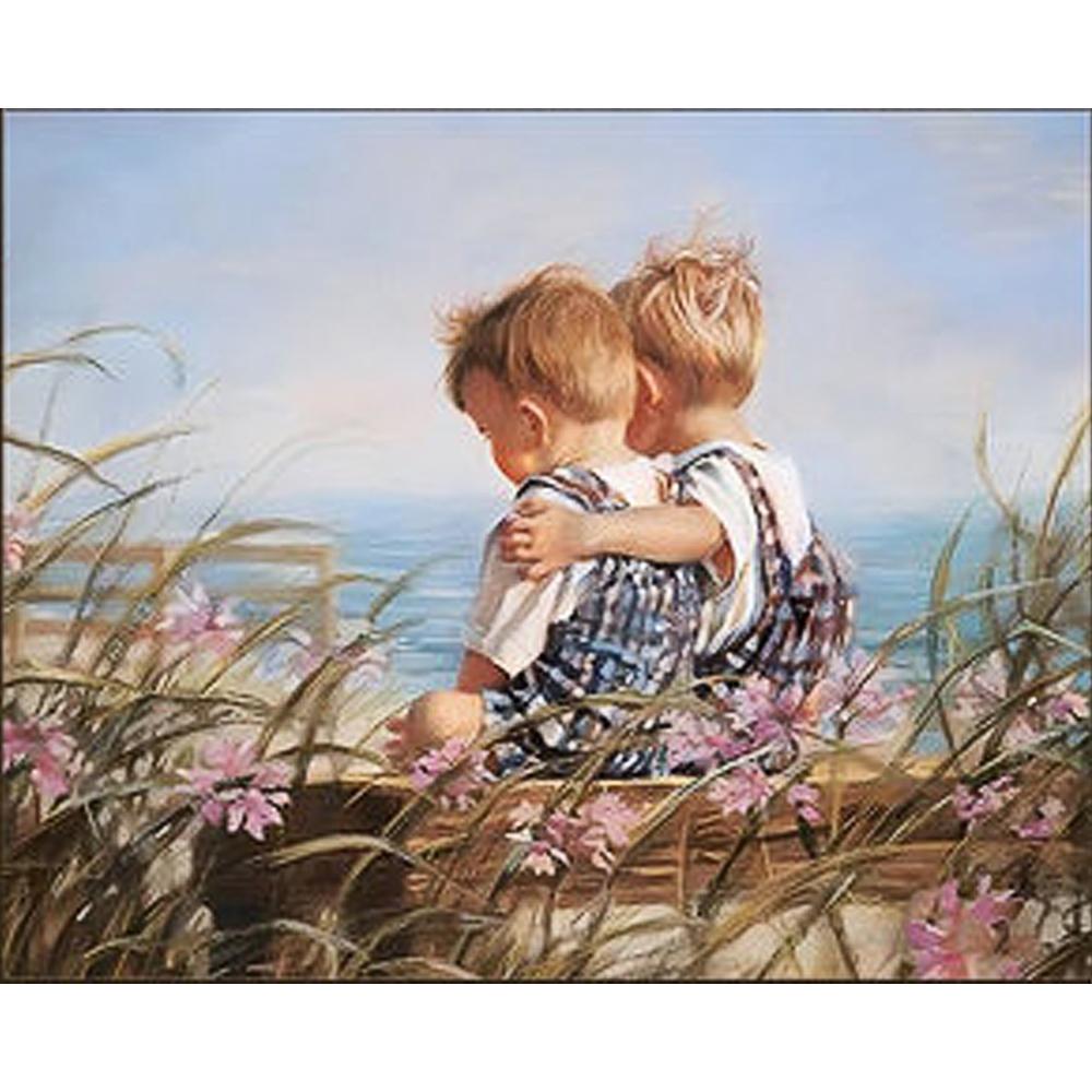 Алмазная мозаика Strateg Премиум Дети на море 30x40 см (Str-HEG86900)