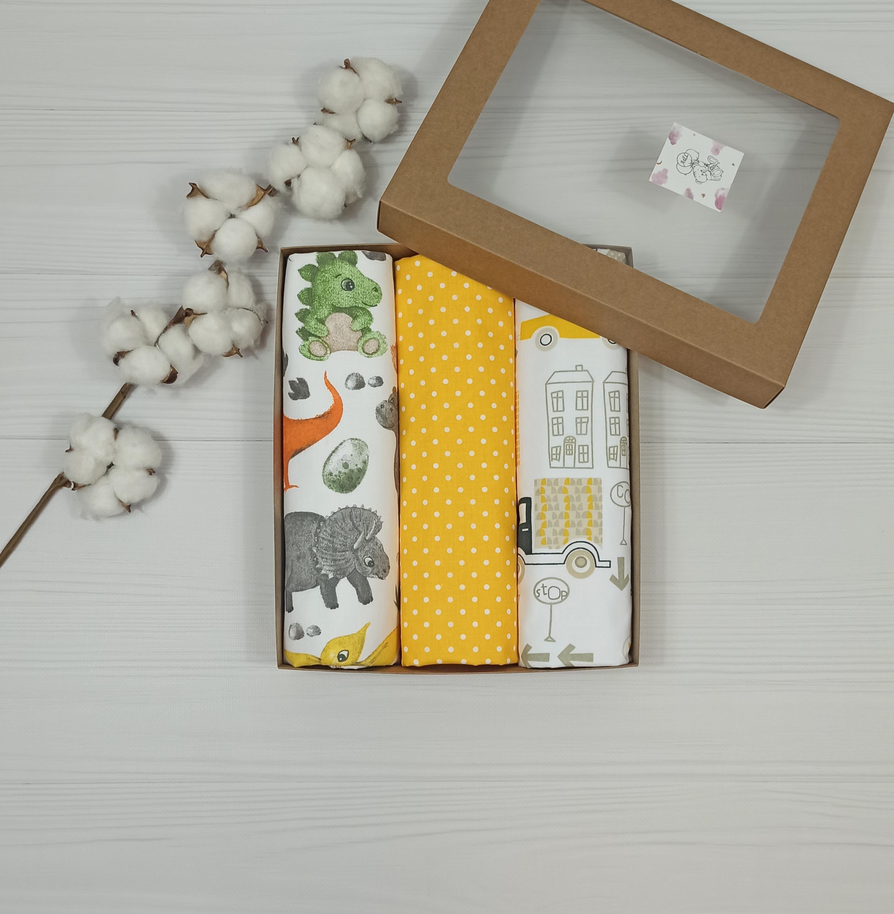 Пеленки детские a.l.babybox Горох №2 50х80 см 3 шт. Бело-желтый (NA 18169861)