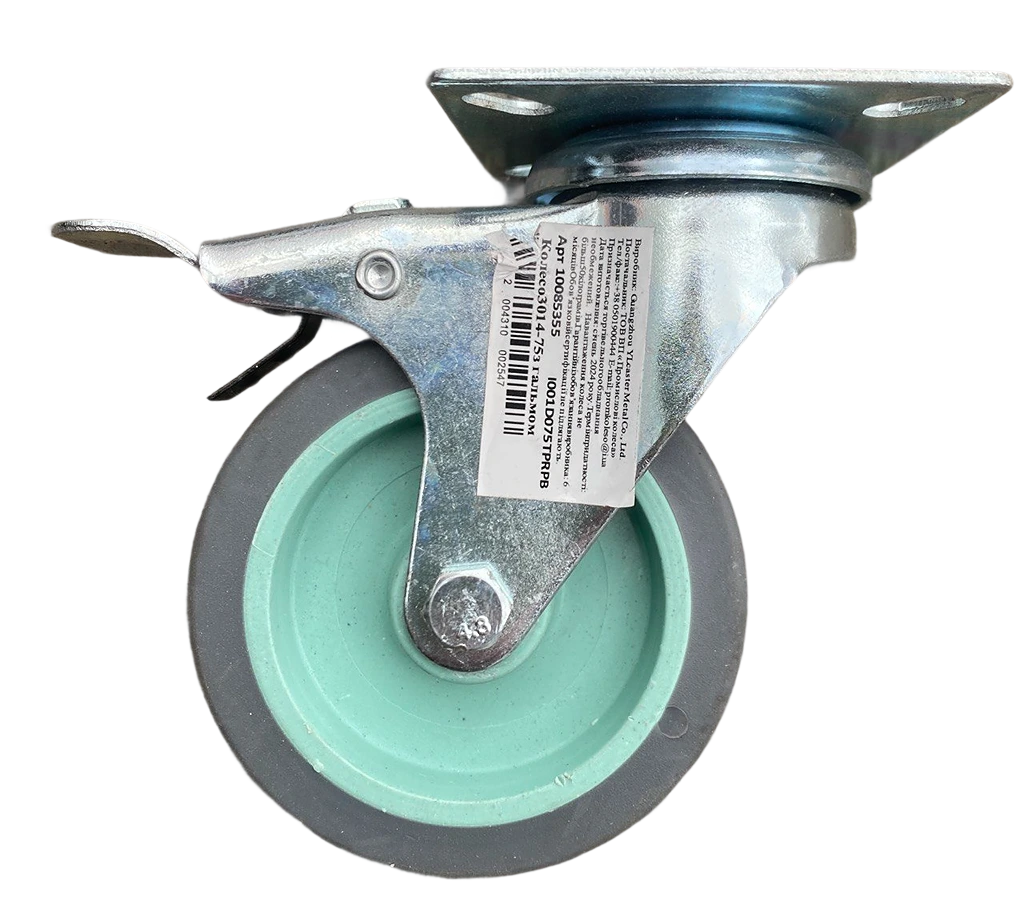 Колесо поворотное на площадке с тормозом 75 мм (1851001877) - фото 2