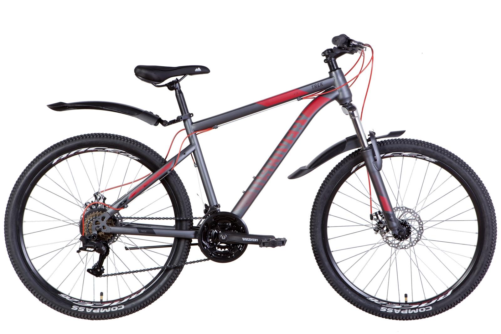 Велосипед горный 26" Discovery TREK AM DD 2022 18" Серо-красный - фото 1