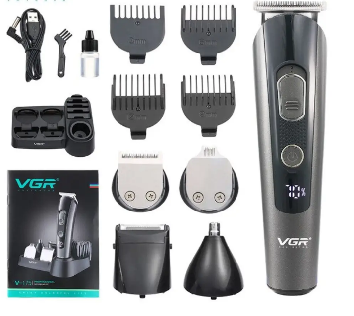 Машинка для стрижки VGR V-175 акумуляторний для стрижки волосся/бороди/вух/носа (ML-04593)