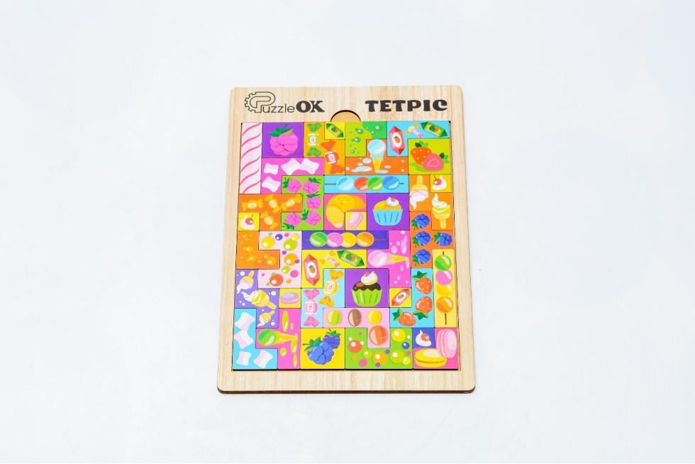 Пазл сортер дерев'яний для дітей PuzzleOK Тетріс Солодощі 30 деталей Пазл сортер дерев'яний для дітей PuzzleOK Тетріс Солодощі 30 деталей