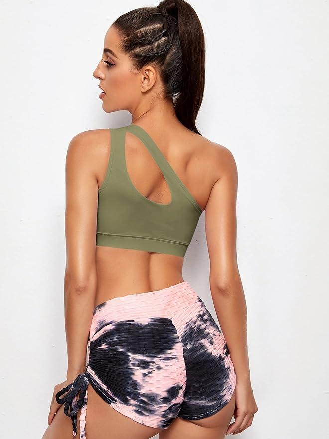 Топ на одно плечо с чашками S Хаки (WV05S) - фото 3 Топ на одно плечо с чашками S Хаки (WV05S) - фото 3