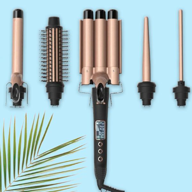 Плойка стайлер професійний з насадками 5в1 DSP ZO652 3 хвилі з LED дисплеєм для локонів гребінець для випрямлення щипці - фото 2 Плойка стайлер професійний з насадками 5в1 DSP ZO652 3 хвилі з LED дисплеєм для локонів гребінець для випрямлення щипці - фото 2